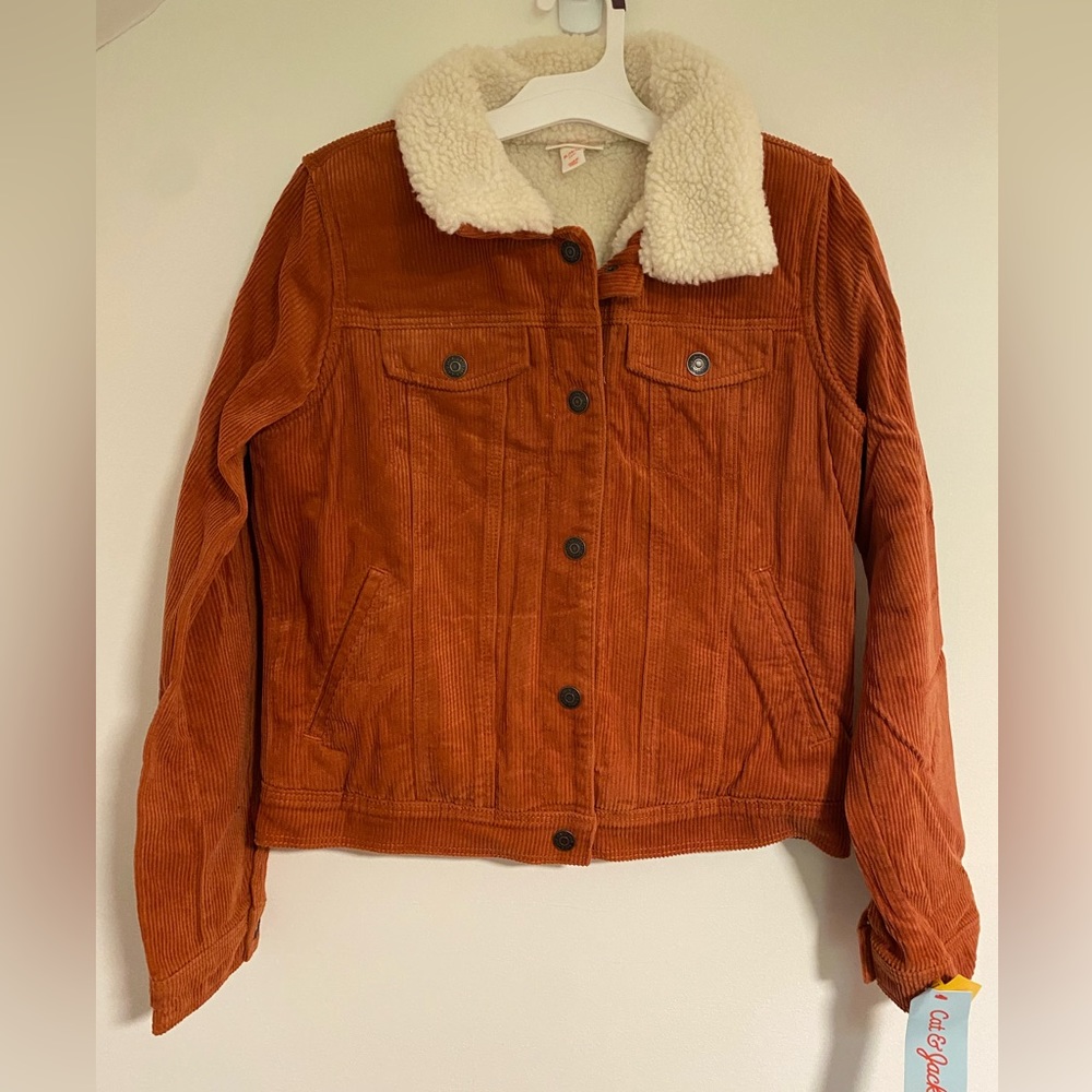 Girls' Faux Shearling Lined Corduroy Jacket - Cat & Jack™ Orange